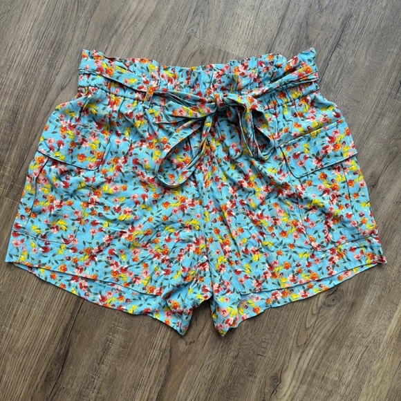 LOFT Pants - LOFT High Waist Floral Women's Shorts - Blue and Red - Size Extra Small XS
